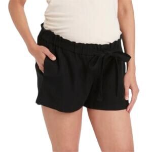 Isabel Maternity Medium Tie Front Linen Blend Pull On Shorts